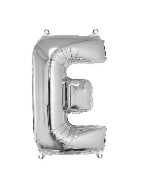 Fóliás luftballon, betű E, ezüst, 40cm, 1 db
