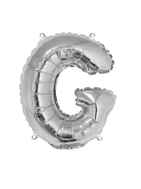 Fóliás luftballon, betű G, ezüst, 40cm, 1 db