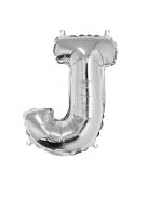 Fóliás luftballon, betű J, ezüst, 40cm, 1 db