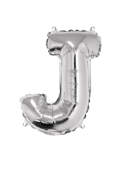 Fóliás luftballon, betű J, ezüst, 40cm, 1 db