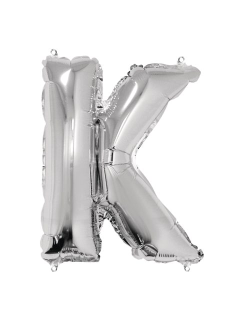 Fóliás luftballon, betű K, ezüst, 40cm, 1 db