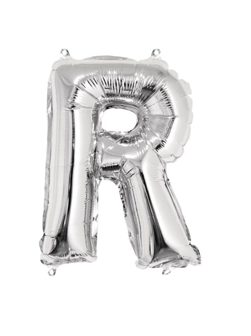 Fóliás luftballon, betű R, ezüst, 40cm, 1 db