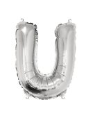Fóliás luftballon, betű U, ezüst, 40cm, 1 db