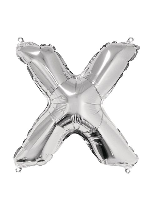 Fóliás luftballon, betű X, ezüst, 40cm, 1 db