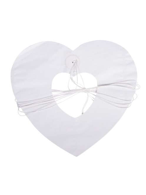 Papírgirland szív, fehér, 300x17,5x17cm, 1 db