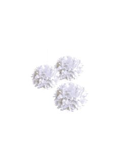 Papírpomponok, 35cm átm.,fehér, 3 db