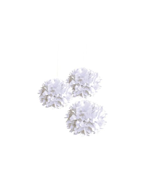 Papírpomponok, 35cm átm.,fehér, 3 db