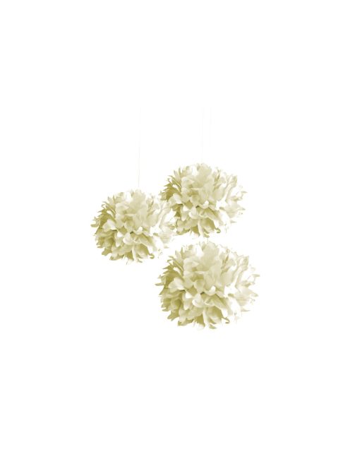 Papírpomponok, 35cm átm.,bézsszínű, 3 db