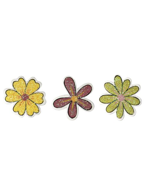 Famatrica csillámos virágok, 2,5 cm, 9 db, 3-féle