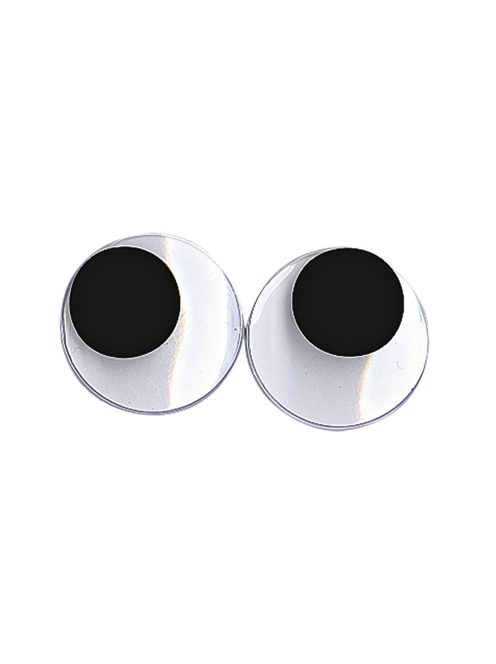 Műanyag mozgó szem ragasztható, fekete/fehér, csom. 10 db, 20 mm