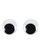 Műanyag mozgó szem ragasztható, 30 mm, csom. 10 db, fekete/fehér
