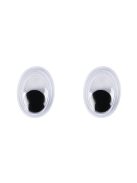 Műanyag mozgó szem ragasztható, 8 mm, csom. 10 db, ovális, fekete/fehér