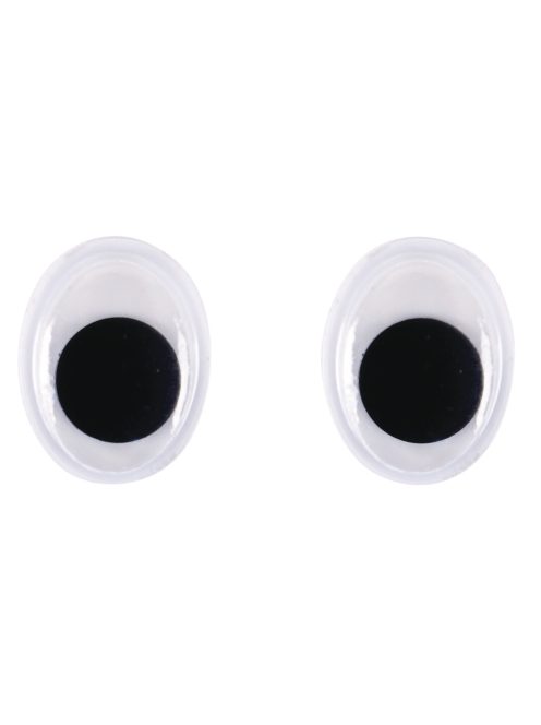Műanyag mozgó szem ragasztható, 12 mm, csom. 10 db, ovális, fekete/fehér