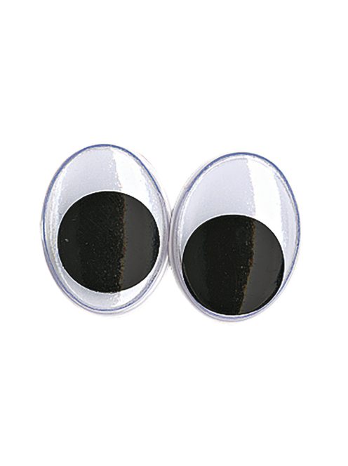 Műanyag mozgó szem ragasztható, 15 mm, csom. 10 db, ovális, fekete/fehér