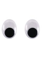 Műanyag mozgó szem ragasztható, 18 mm, csom. 10 db, ovális, fekete/fehér