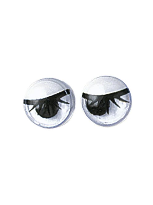 Műanyag mozgó szem szempillákkal, fekete, 7 mm, ragasztható, csom. 10 db