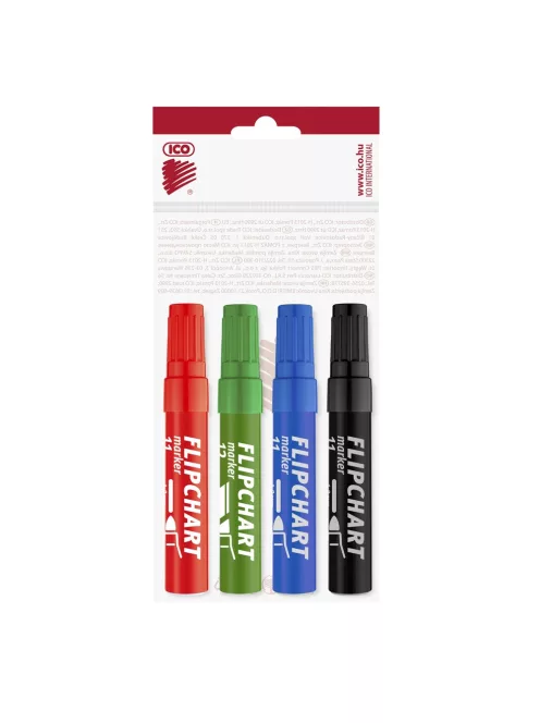 Flipchart marker készlet vízbázisú 1-4mm, vágott Artip 12, 4 klf.szín