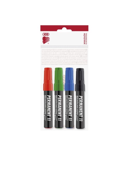 Alkoholos marker készlet, 3mm, kerek hegyű Ico 11, 4 klf.szín 