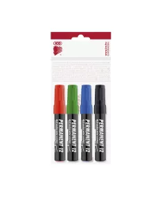   Alkoholos marker készlet, 1-4mm, vágott hegyű, Ico 12, 4 klf.szín