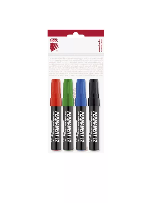 Alkoholos marker készlet, 1-4mm, vágott hegyű, Ico 12, 4 klf.szín