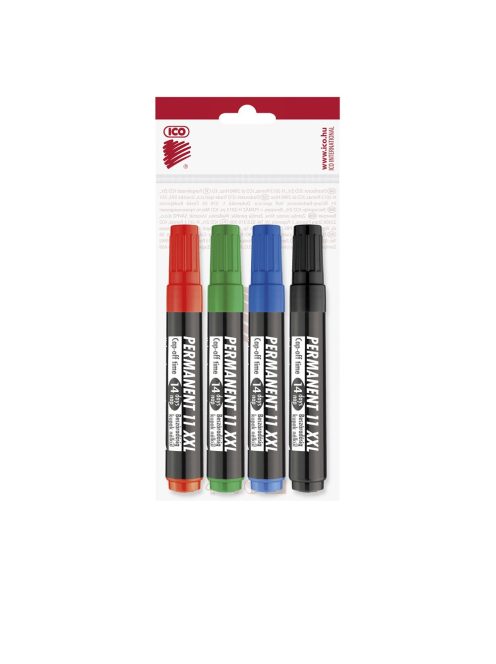 Alkoholos marker készlet, 3mm, kerek hegyű Ico 11XXL, 4 klf.szín 