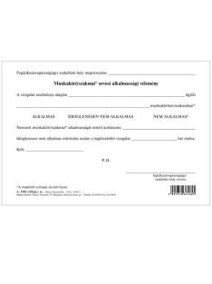   Pátria Nyomtatvány Munkaköri / szakmai orvosi alkalmassági vélemény szabadlap A/5 fekvő