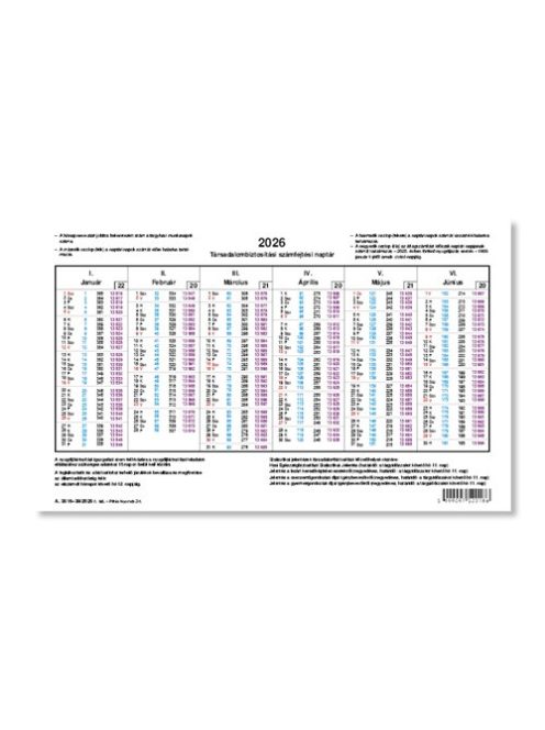 Pátria Nyomtatvány Számfejtési naptár 2026 évi