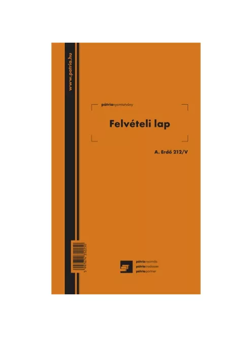 Pátria Nyomtatvány Felvételi lap erdőgazdálkodási 50x2 lapos tömb