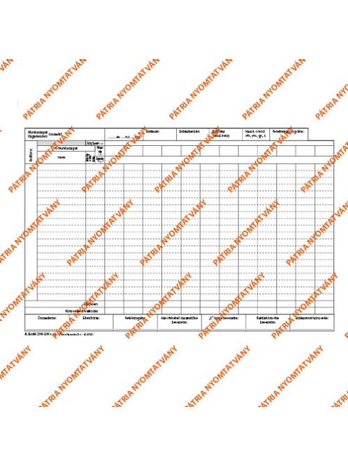 Pátria Nyomtatvány Munkacsapat összesítő 25x3 lapos tömb A/4 fekvő