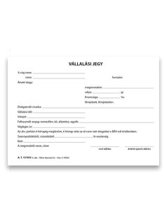   Pátria Nyomtatvány Ötvös vállalási jegy 50x2 lapos tömb 203x140 mm