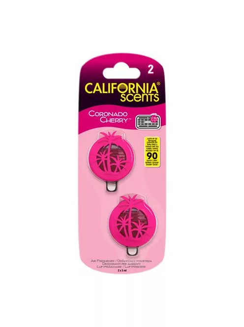 CALIFORNIA SCENTS Autóillatosító, mini diffúzer, 2*3 ml, CALIFORNIA SCENTS "Coronado Cherry"