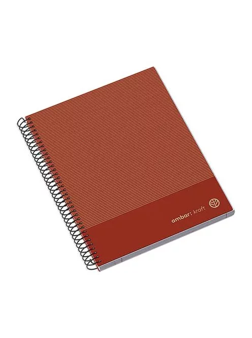 AMBAR Spirálfüzet, A5, kockás, 100 lap, keményfedeles, AMBAR "Kraft", vegyes színek