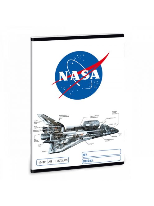 NASA tűzött füzet A/5, 32 lap vonalas 1.osztály (14-32), fehér