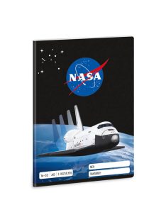   NASA tűzött füzet A/5, 32 lap vonalas 2.osztály (16-32), fekete, űrsiklóval
