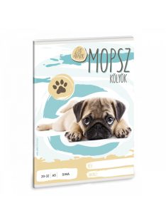   Cuki állatok tűzött füzet A/5, 32 lap sima, kutyás, mopsz