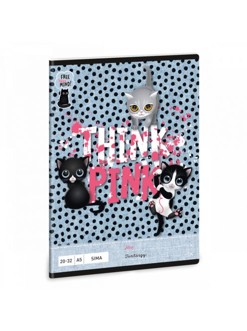 Think-Pink, cicás tűzött füzet A/5, 32 lap sima