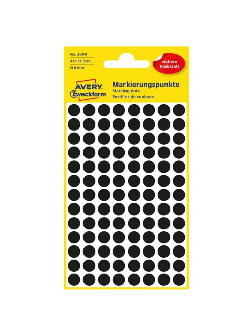 Etikett címke, o8mm, jelölésre, 104 címke/ív, 4 ív/doboz, Avery fekete