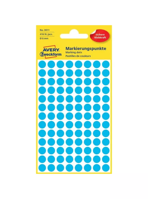 Etikett címke, o8mm, jelölésre, 104 címke/ív, 4 ív/doboz, Avery kék