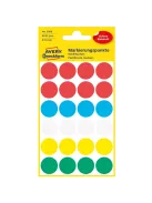 Etikett címke, o18mm, jelölésre, 5 klf. szín 24 címke/ív, 4 ív/doboz, Avery vegyes