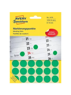   Etikett címke, o18mm, jelölésre, 24 címke/ív, 44 ív/doboz, Avery zöld