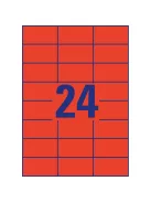 Etikett címke, 70 x37mm, univerzális, 24 címke/ív, 100 ív/doboz, Avery piros