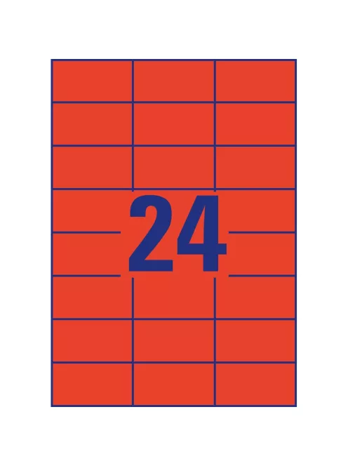 Etikett címke, 70 x37mm, univerzális, 24 címke/ív, 100 ív/doboz, Avery piros