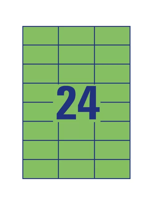 Etikett címke, 70 x37mm, univerzális, 24 címke/ív, 100 ív/doboz, Avery zöld