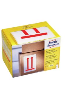   Etikett címke, piktogram álló helyzetet jelző nyílak 74 x100mm,tekercses, 200 címke/doboz, Avery piros