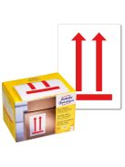 Etikett címke, piktogram álló helyzetet jelző nyílak 74 x100mm,tekercses, 200 címke/doboz, Avery piros