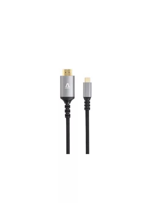 AVAX Kábel, USB-C/HDMI 2.0, fonott, 1,5 m, AVAX "AV9021", fekete-alumínium