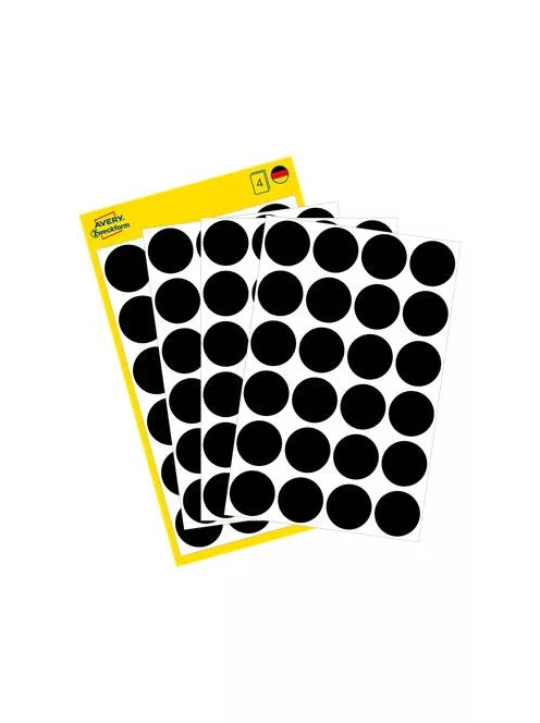 AVERY ZWECKFORM Etikett, 18 mm, kör, AVERY ZWECKFORM, fekete, 96 etikett/csomag