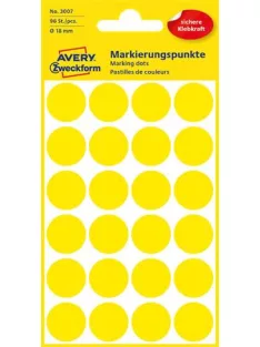   AVERY ZWECKFORM Etikett, 18 mm, kör, AVERY ZWECKFORM, sárga, 96 etikett/csomag