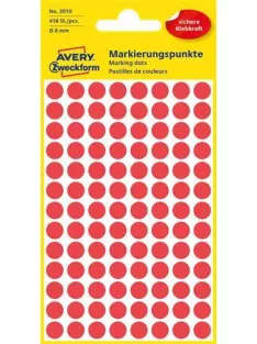   AVERY ZWECKFORM Etikett, 8 mm, kör, AVERY ZWECKFORM, piros, 416 etikett/csomag