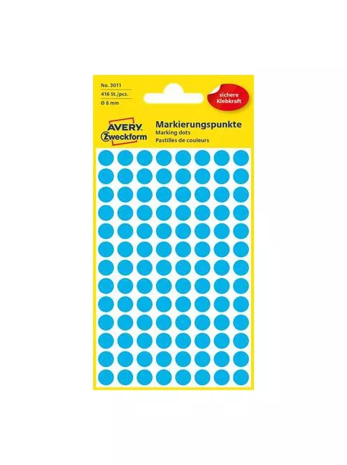 AVERY ZWECKFORM Etikett, 8 mm, kör, AVERY ZWECKFORM, kék, 416 etikett/csomag
